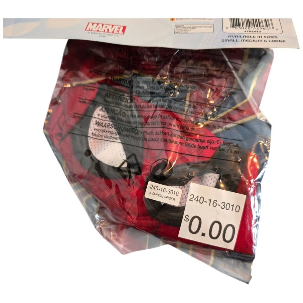 Marvel Avengers Endgame Iron Spider Costume Kids Small 4-6 Muscle Chest Mask NEW - Picture 7 of 7